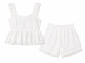 White eyelet lace top& shorts set