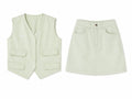 Mint utility vest& mini skirt set