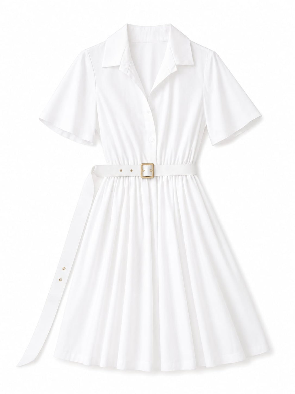 Classic white belted shirt dress