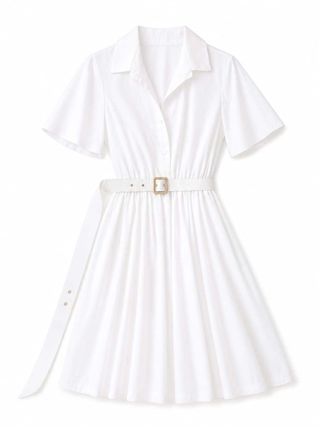 Classic white belted shirt dress