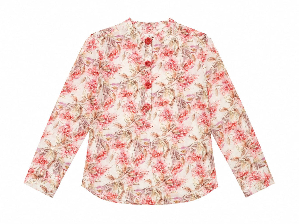 Women floral print long sleeve blouse