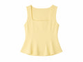 Women sleeveless square neck peplum top-soft yellow