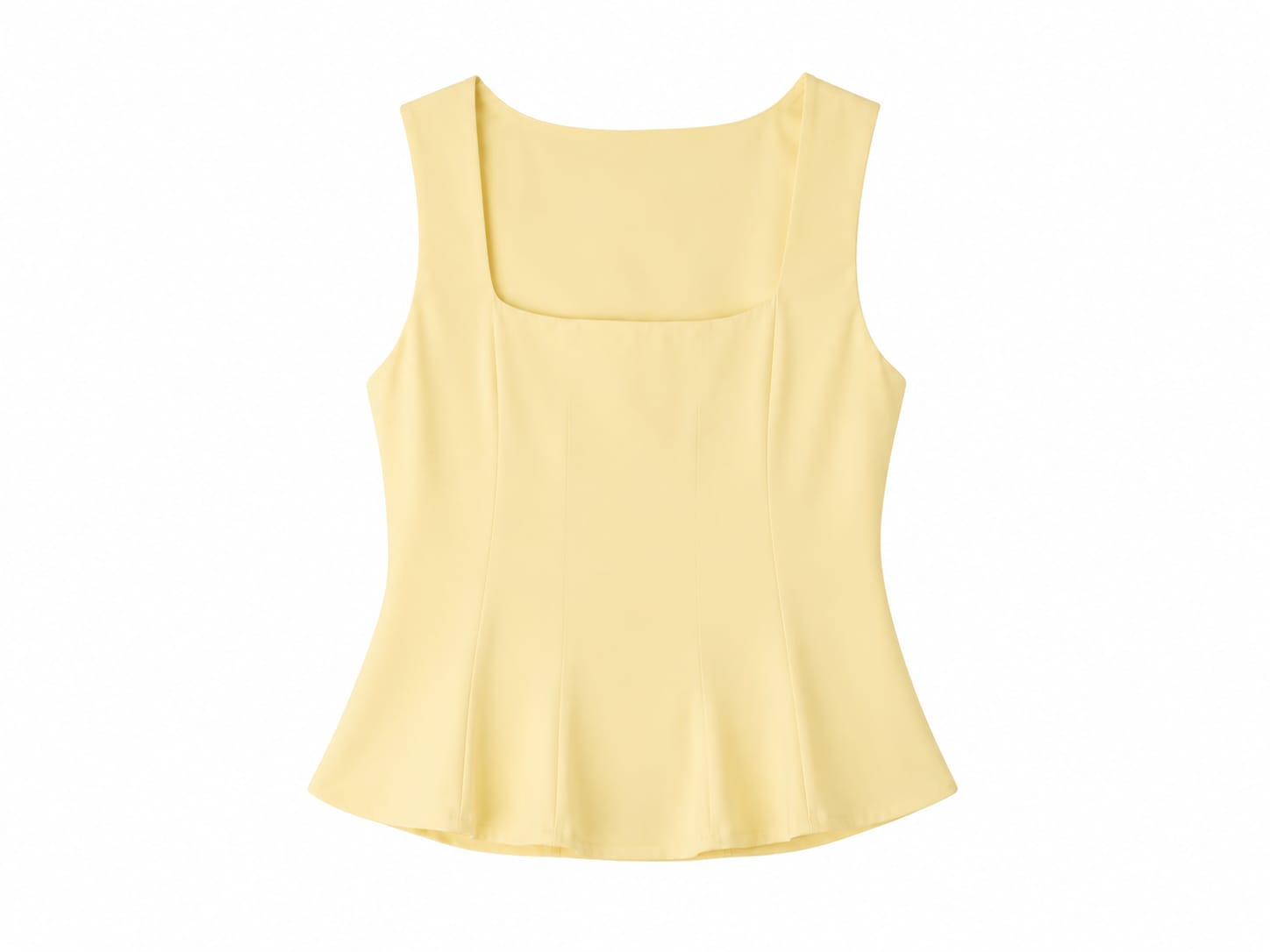 Women sleeveless square neck peplum top-soft yellow