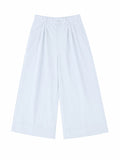 Women high-waisted wide leg pants-light blue