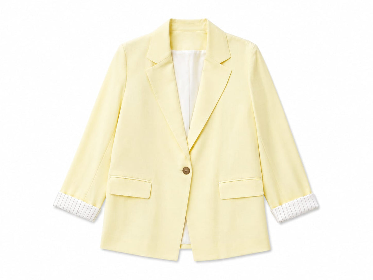 Girls pastel yellow single-button blazer