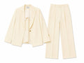 Girls elegant cream blazer&wide-leg pants set