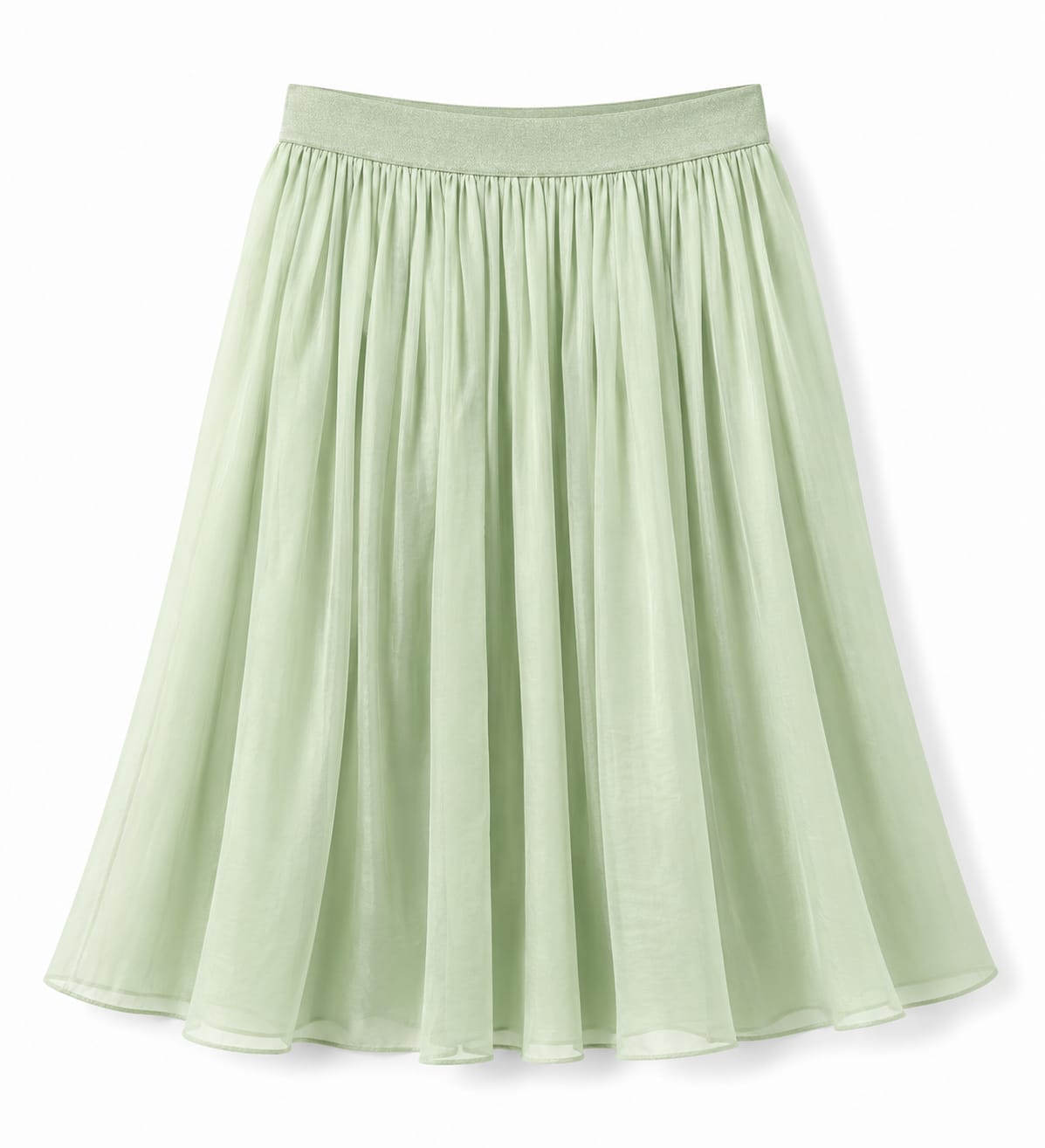 Women mint green gathered midi skirt