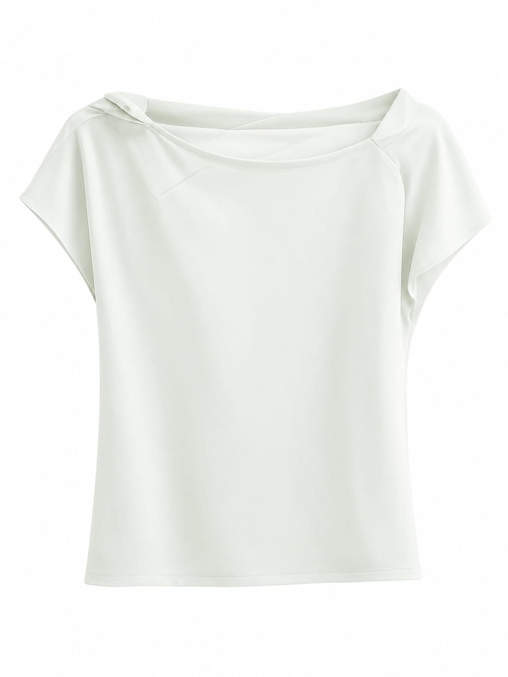 Women mint green draped boat neck blouse