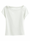 Women mint green draped boat neck blouse