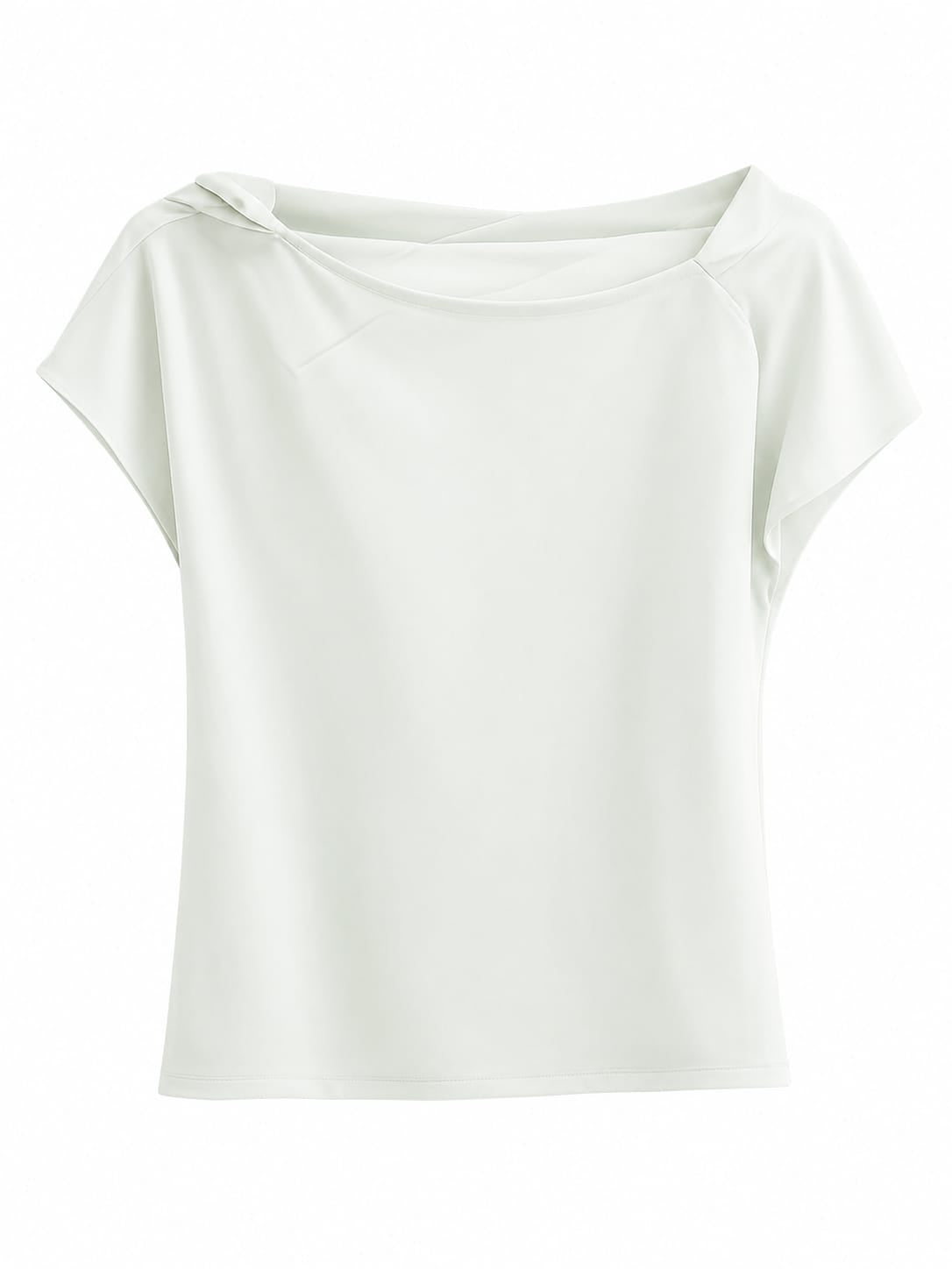 Women mint green draped boat neck blouse