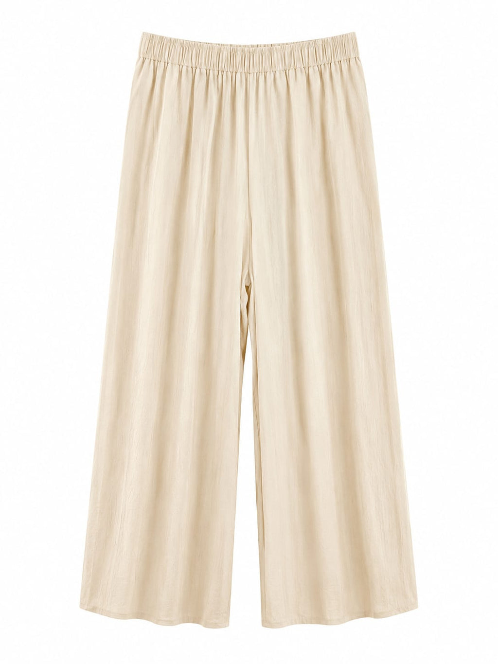 Women beige linen wide-leg pants