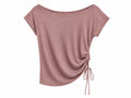 Women glitter side ruched top