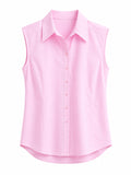 Pink sleeveless collared blouse