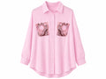 Pink embellished button-up shirt