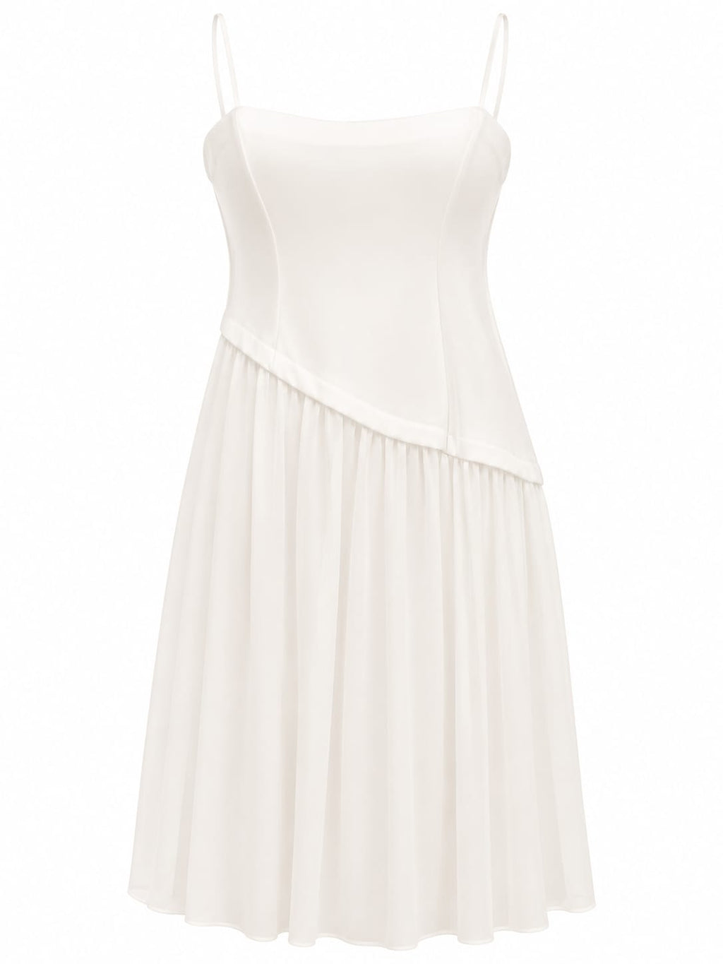 Women white corset midi dress-elegant spaghetti strap