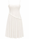 Women white corset midi dress-elegant spaghetti strap
