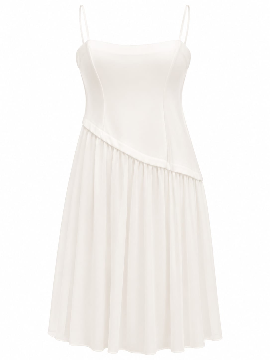 Women white corset midi dress-elegant spaghetti strap
