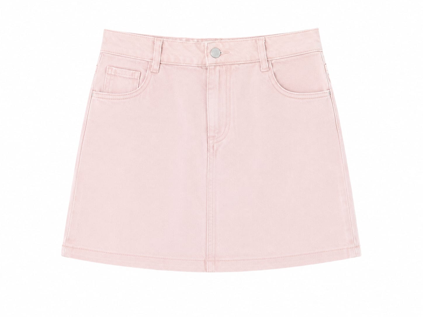 Women blush denim mini skirt