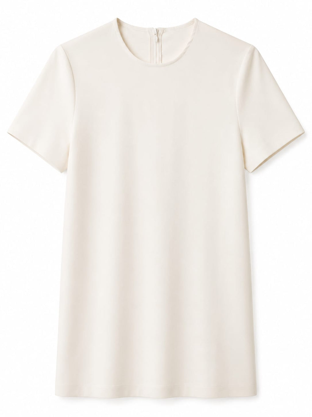 Women minimalist short sleeve shift dress-ivory white