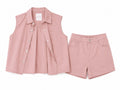 Blush pink sleeveless shirt&short set