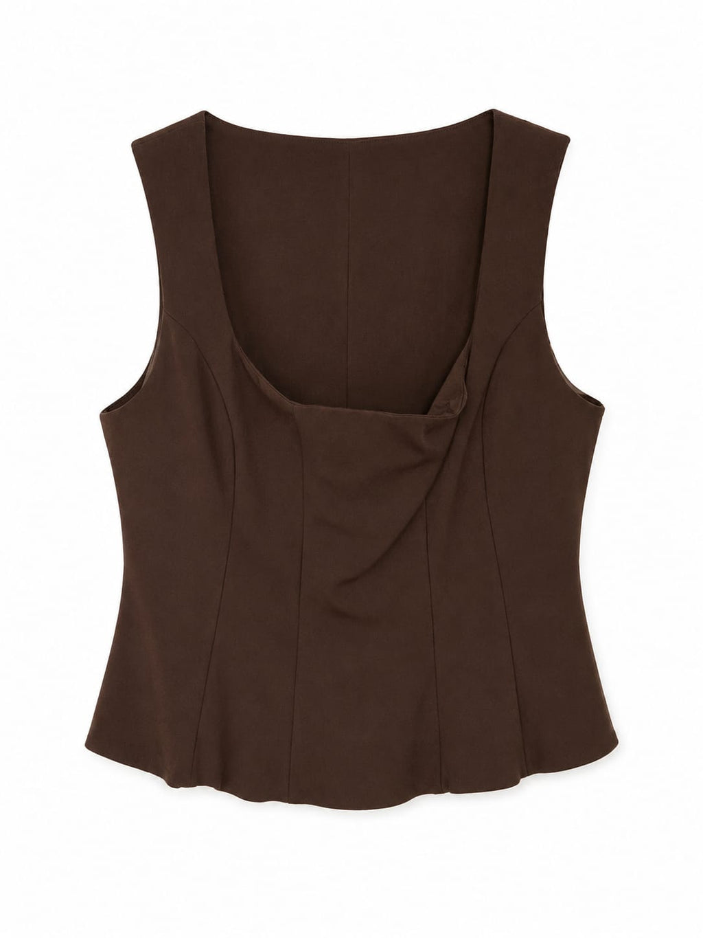 Women chocolate brown sleeveless draped top
