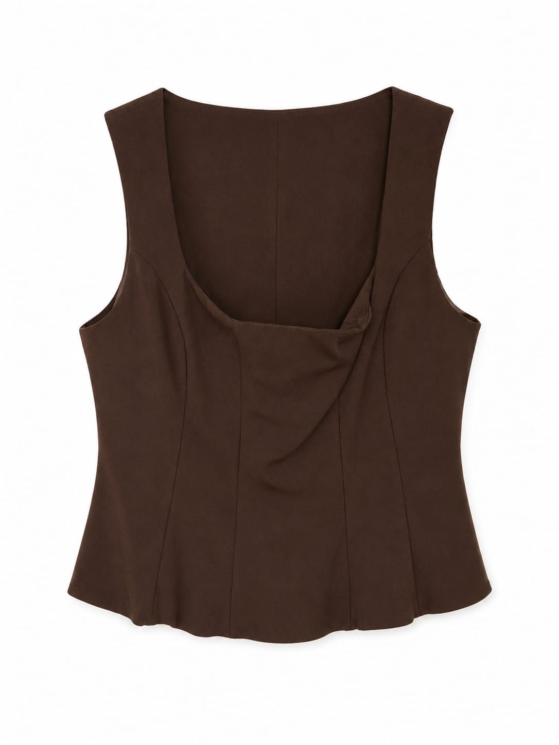 Women chocolate brown sleeveless draped top