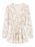 Floral print boho peplum blouse
