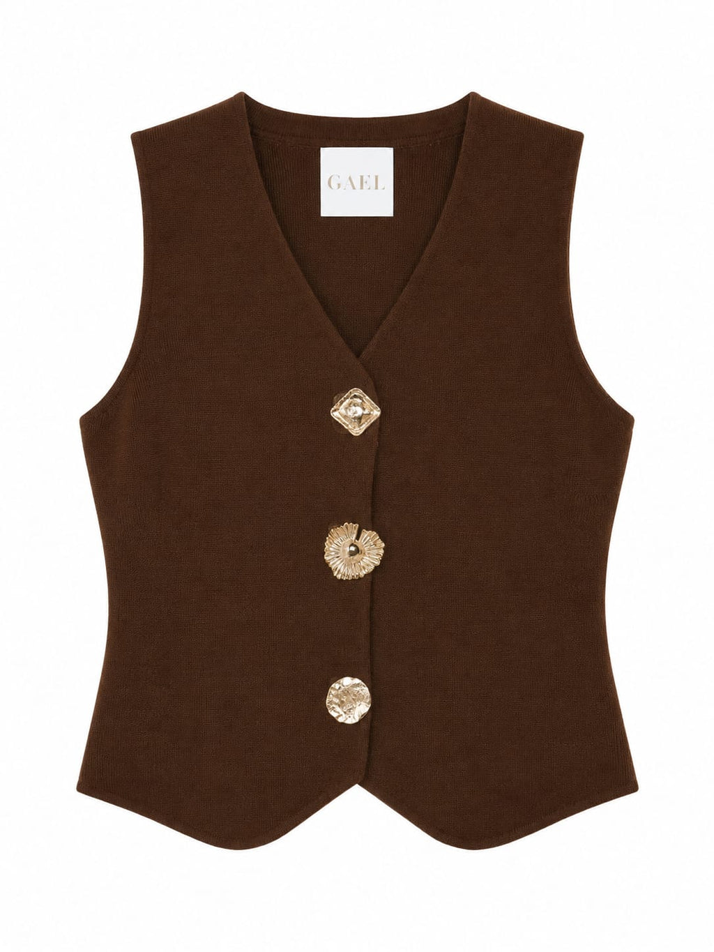 Elegant brown button knit vest