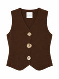 Elegant brown button knit vest