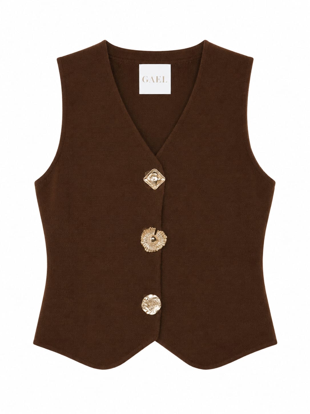 Elegant brown button knit vest