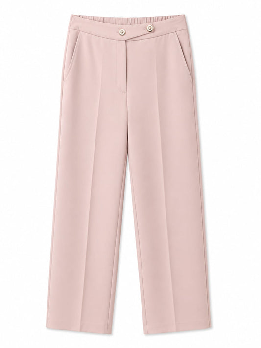 Elegant blush tailored wide-leg pants