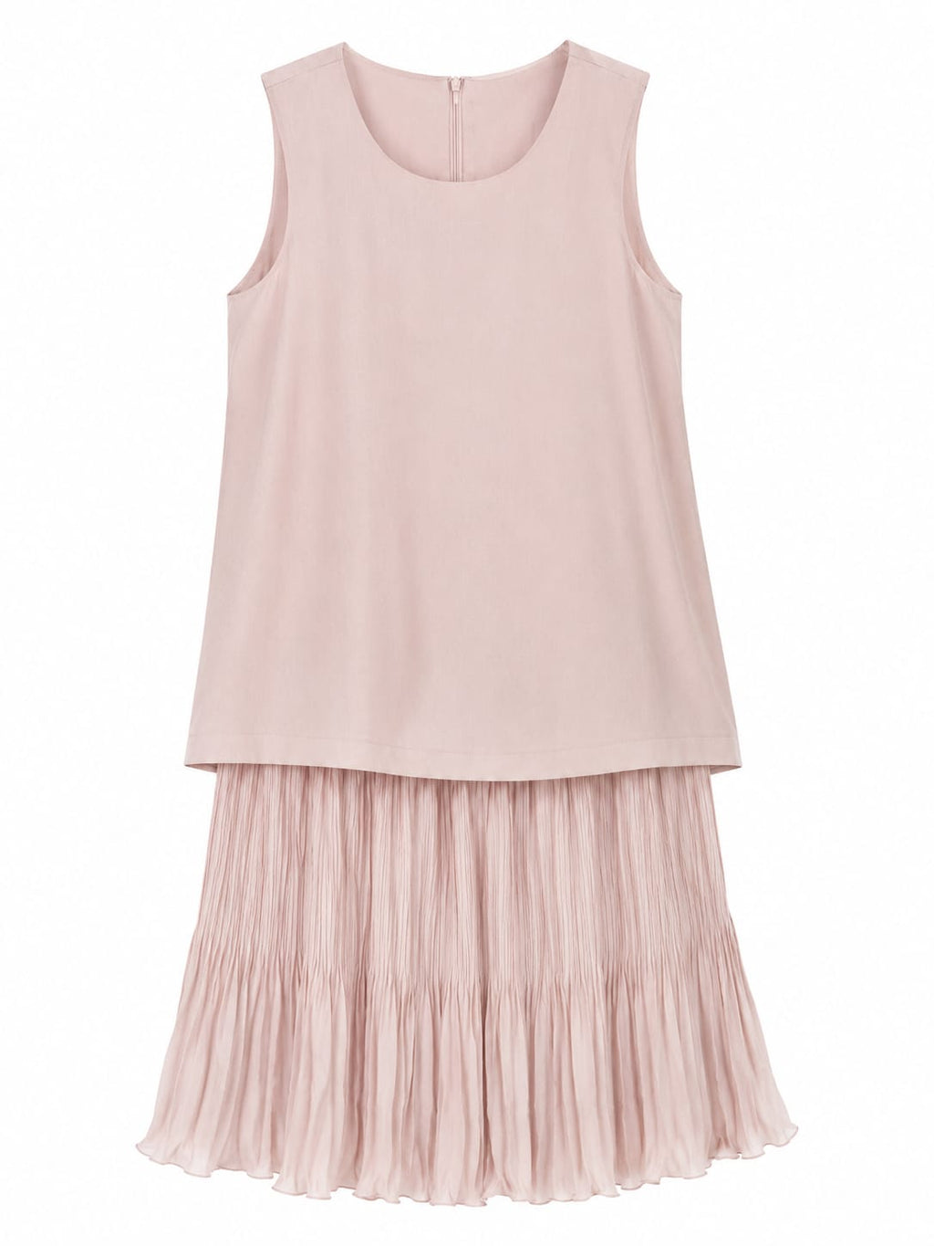 Blush pleated hem sleeveless dress