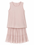 Blush pleated hem sleeveless dress