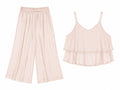 Blush ruffle top & wide-leg pants set