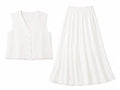Women white vest& flowy maxi skirt set