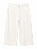 Embellished white wide-leg pants