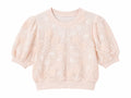 Blush floral lace puff sleeve top