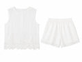 White lace sleeveless top& matching shorts set