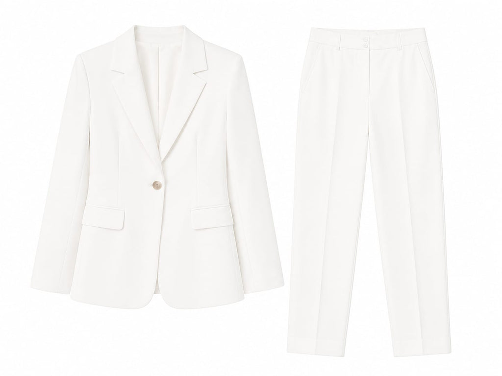 Elegant white tailored blazer&pants set