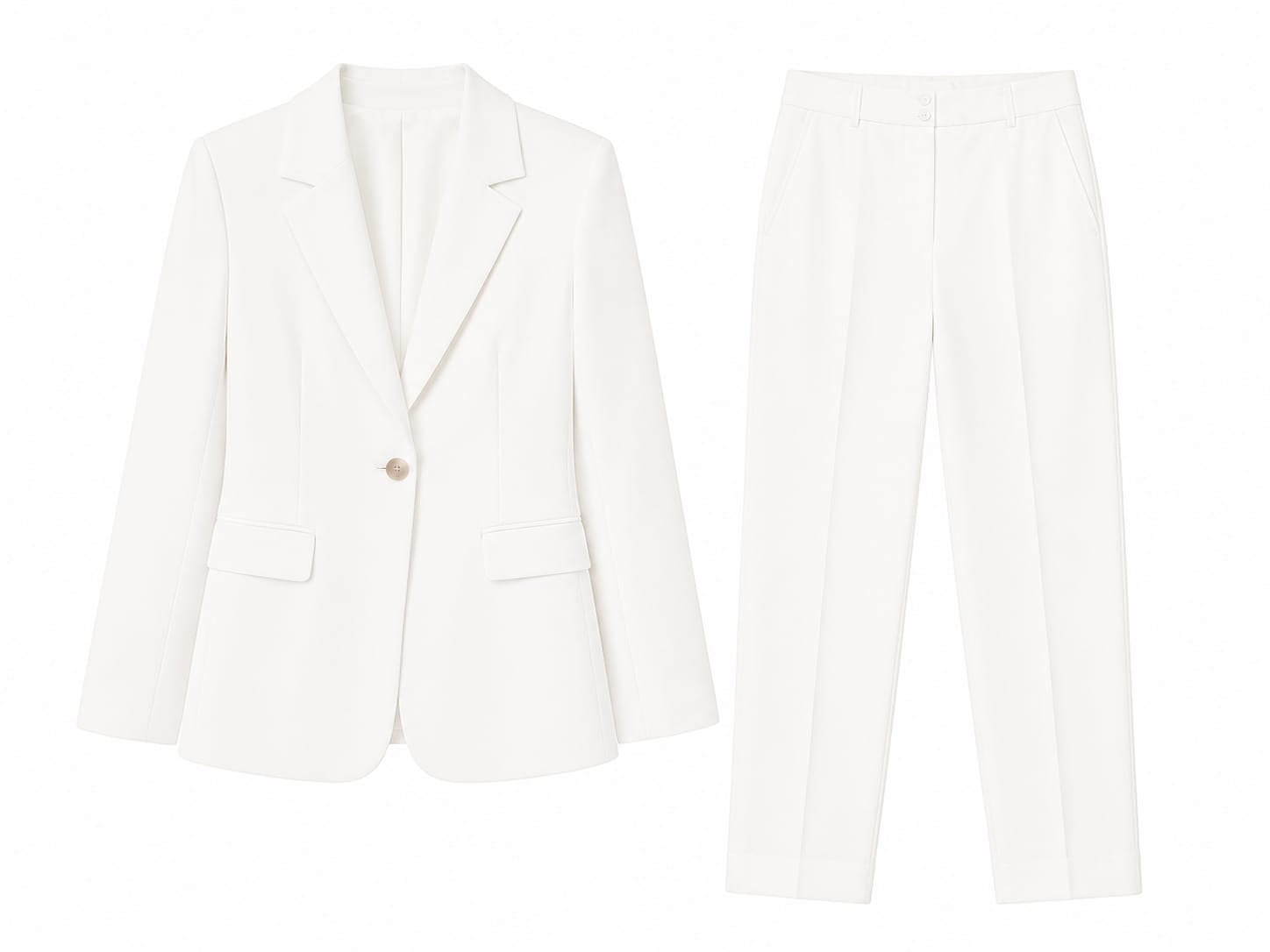 Elegant white tailored blazer&pants set