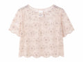 Blush floral beaded mesh top