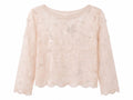 Blush floral embellished sheer blouse