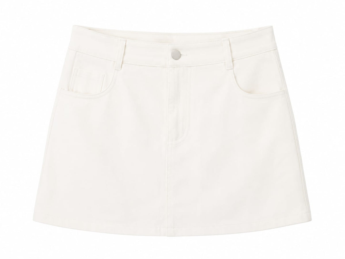 White belted mini skirt