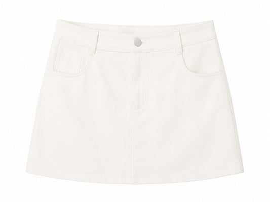 White belted mini skirt