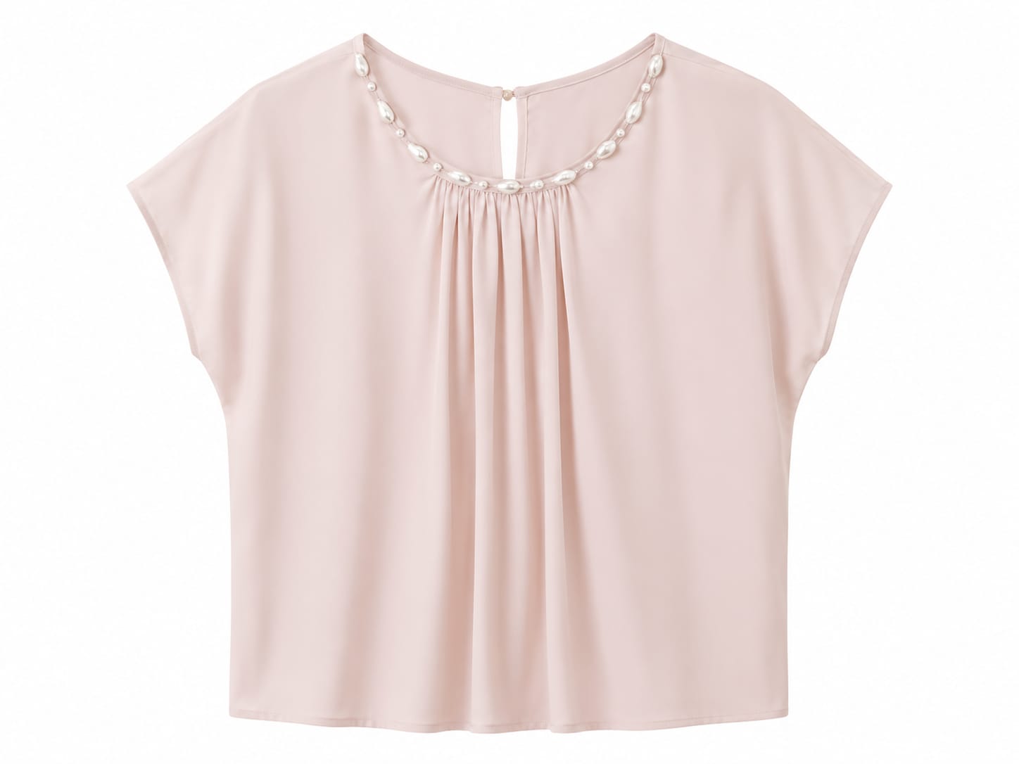 Blush pearl embellished chiffon blouse