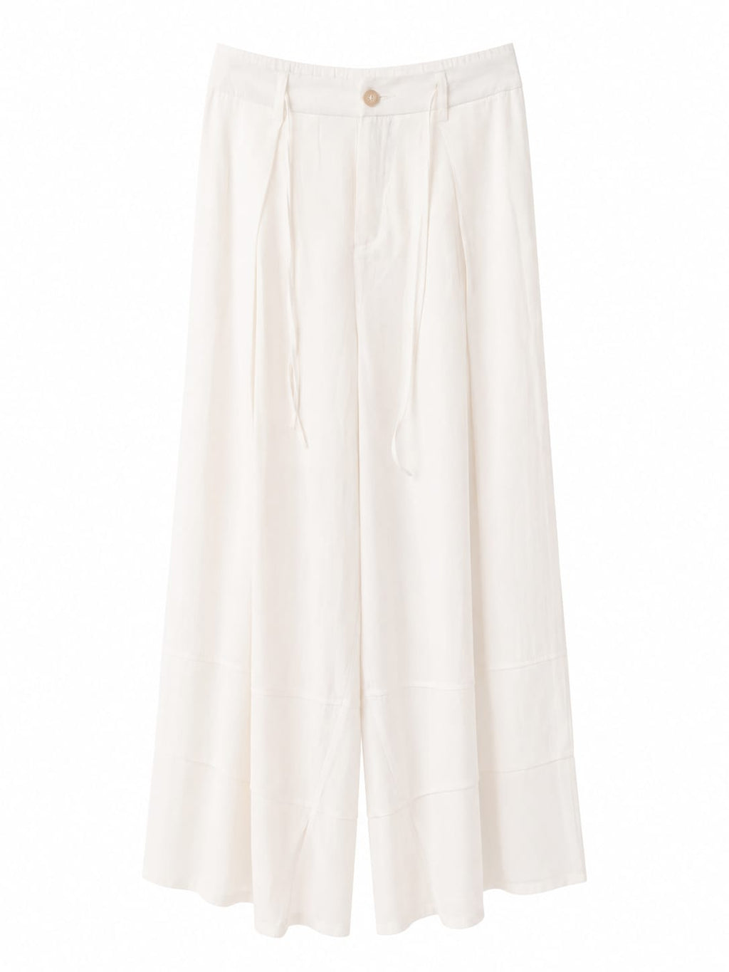 Ivory wide-leg drawstring pants