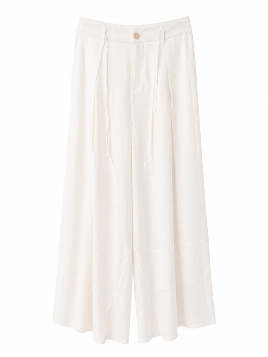 Ivory wide-leg drawstring pants