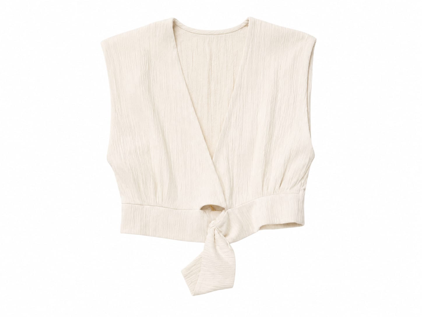Women textured tie-front crop top