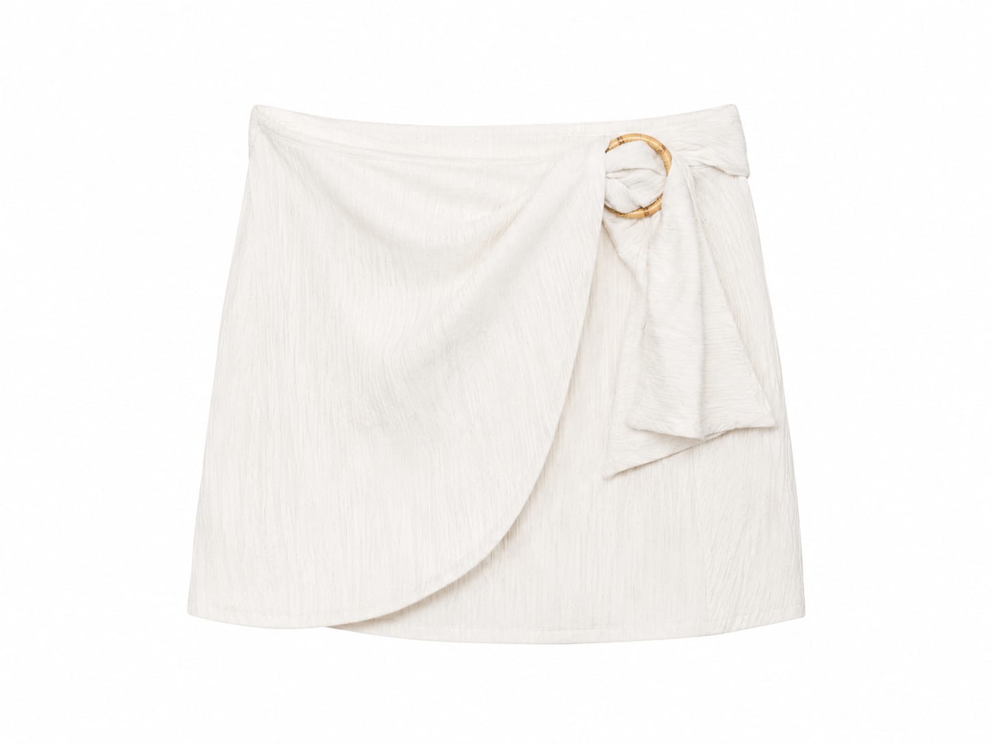 Women textured wrap mini skirt with ring details