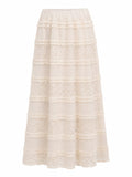 Women boho lace tiered maxi skirt
